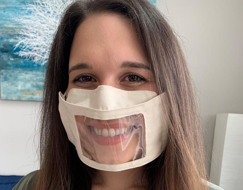 show-my-smile-transparent-mask Show My Smile transparent face mask for hard of hearing people.